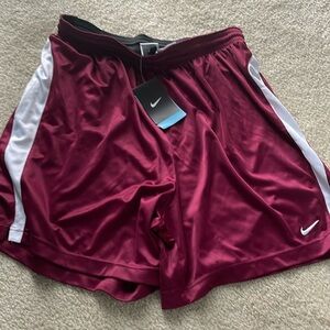 Men’s burgundy  & white athletic shorts